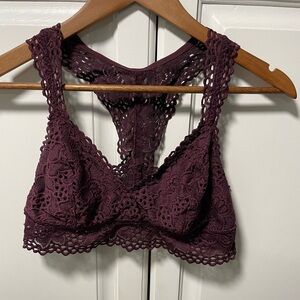 Aerie Burgundy Racerback Lace Bralette in size L